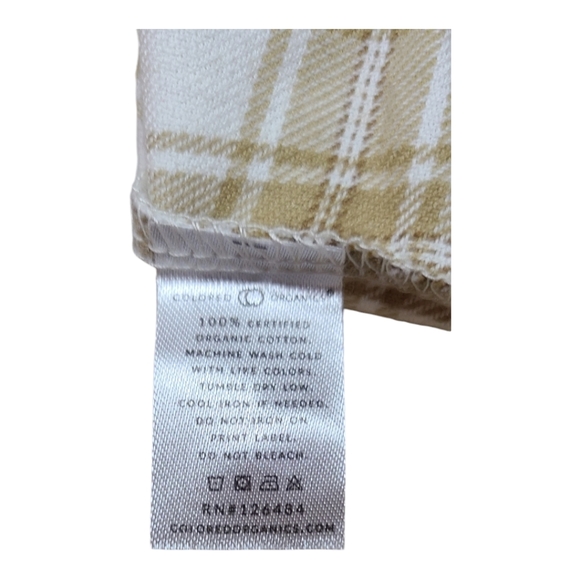 Colored Organics Sydney Flannel Long Sleeve Ruffle Dress Latte Plaid 4T - Picture 7 of 8